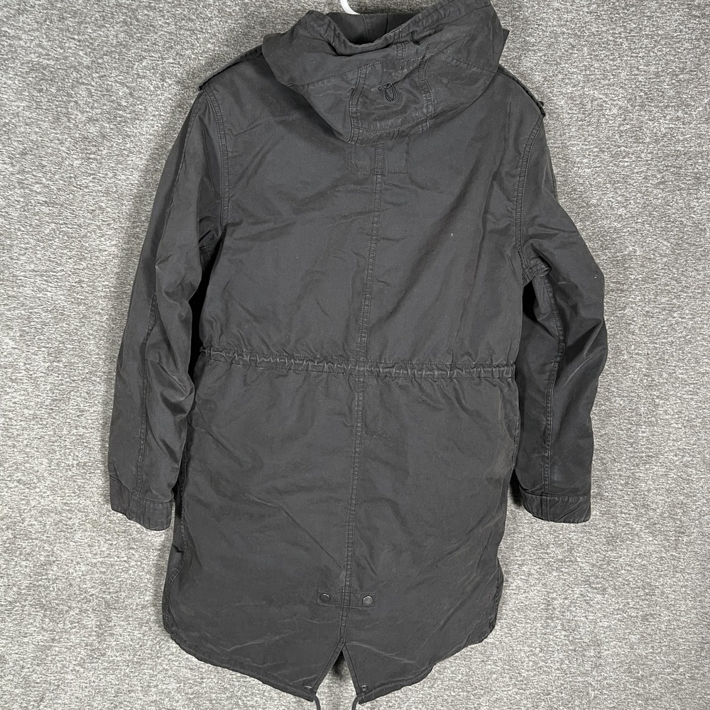 TNA Coat Womens Medium Black Britannia Parka‎ Military Removable Liner Hooded - Picture 7 of 7